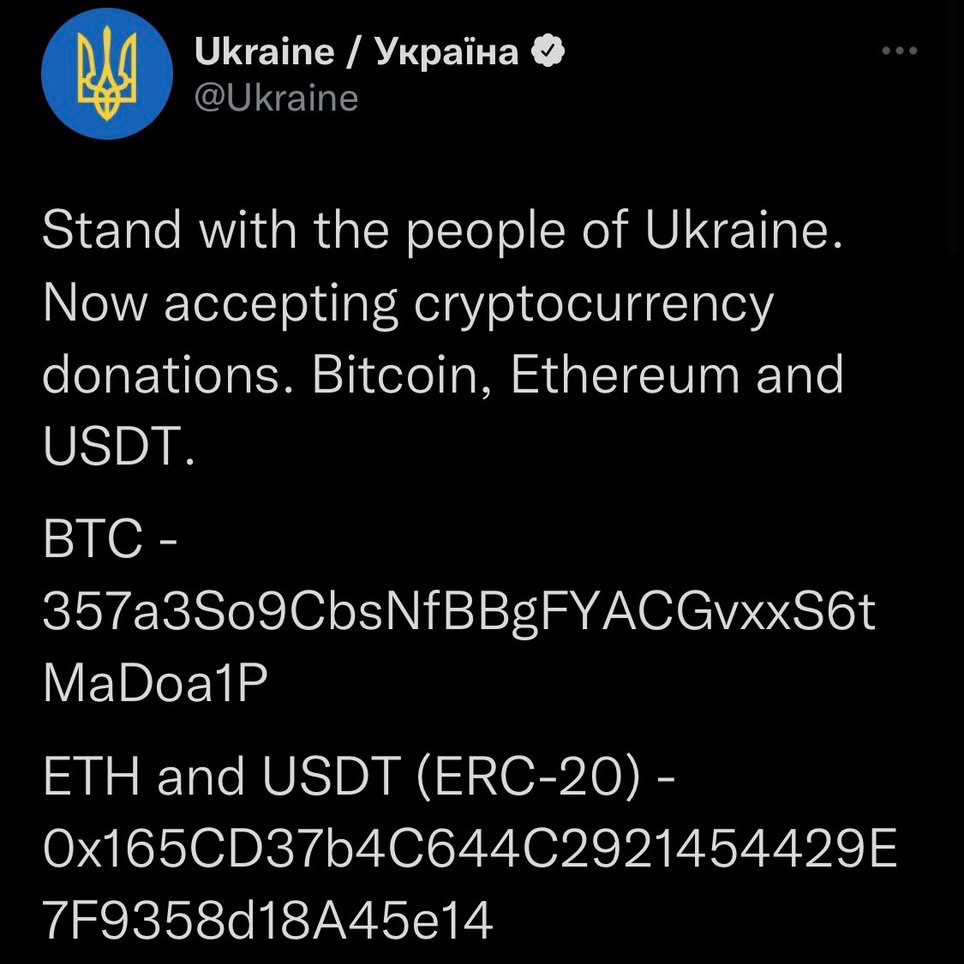 Ukraine received almost $100 million in crypto donations after it declared a state of emergency